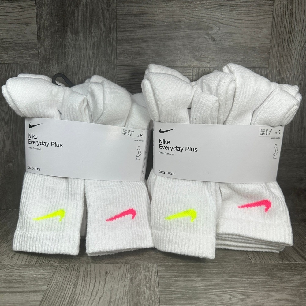 Nike Everyday Plus Kids M Crew Socks 2 Packs of 6 NEW SX6897-968